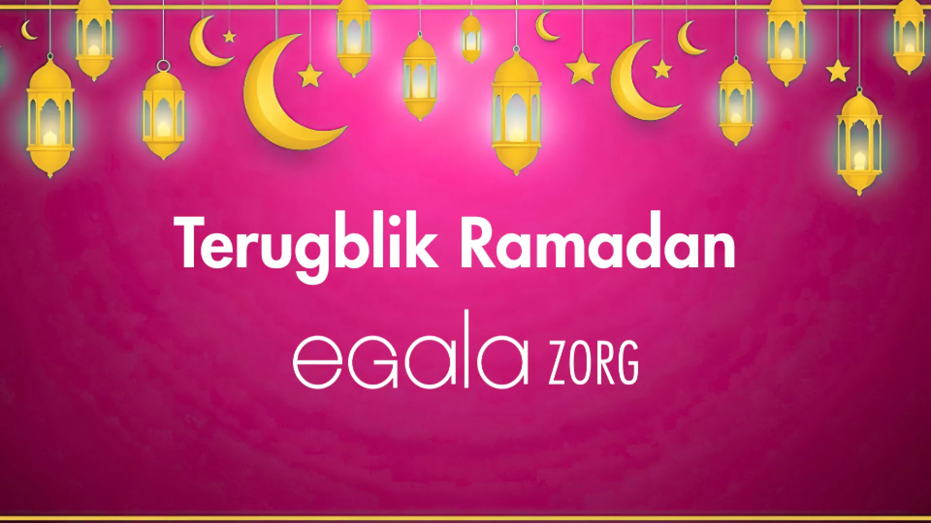 Terugblik op de Ramadan met decoratieve lantaarns en maansikkels.